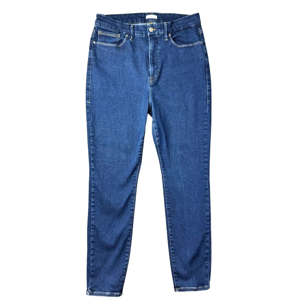Good American Jeans Women's 32 Blue High Rise Pants Denim Pockets Medium Wash